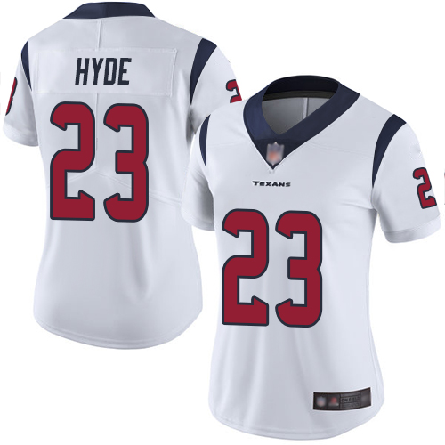 Personalized Texans #23 Carlos Hyde White Women’s Stitched Football Untouchable Limited Jersey