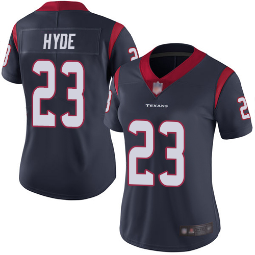 Personalized Texans #23 Carlos Hyde Navy Blue Team Color Women’s Stitched Football Untouchable Limited Jersey