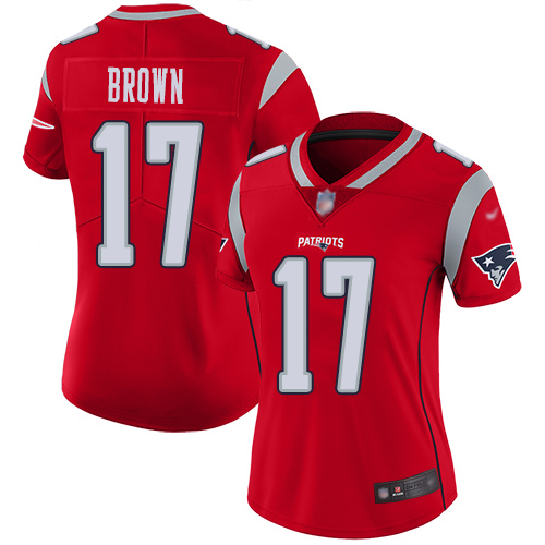Personalized Patriots #17 Antonio Brown Red Women’s Stitched Football Limited Inverted Legend Jersey