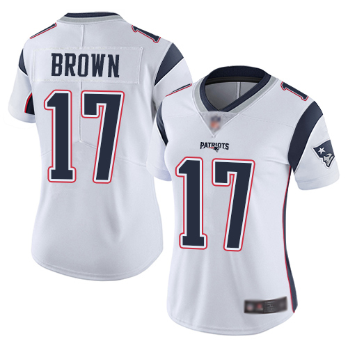 Personalized Patriots #17 Antonio Brown White Women’s Stitched Football Untouchable Limited Jersey