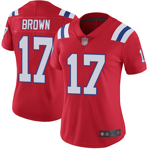 Personalized Patriots #17 Antonio Brown Red Alternate Women’s Stitched Football Untouchable Limited Jersey