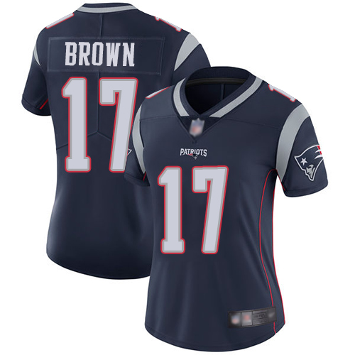 Personalized Patriots #17 Antonio Brown Navy Blue Team Color Women’s Stitched Football Untouchable Limited Jersey