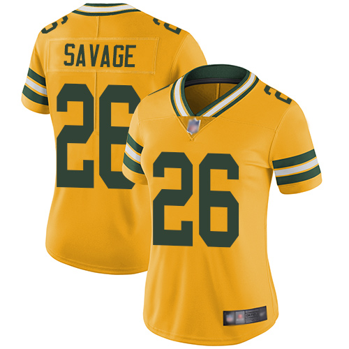 Personalized Packers #26 Darnell Savage Yellow Women’s Stitched Football Limited Rush Jersey