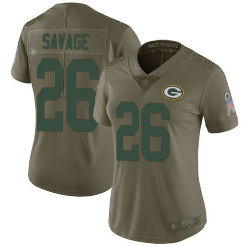 Personalized Packers #26 Darnell Savage Olive Women’s Stitched Football Limited 2017 Salute to Service Jersey