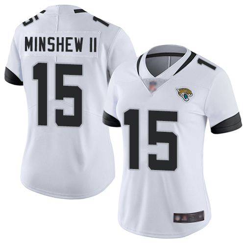 Personalized Jaguars #15 Gardner Minshew II White Women’s Stitched Football Untouchable Limited Jersey