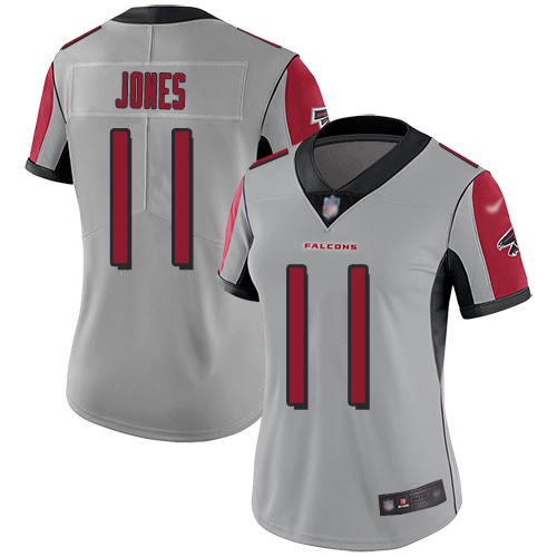 Personalized Falcons #11 Julio Jones Silver Women’s Stitched Football Limited Inverted Legend Jersey