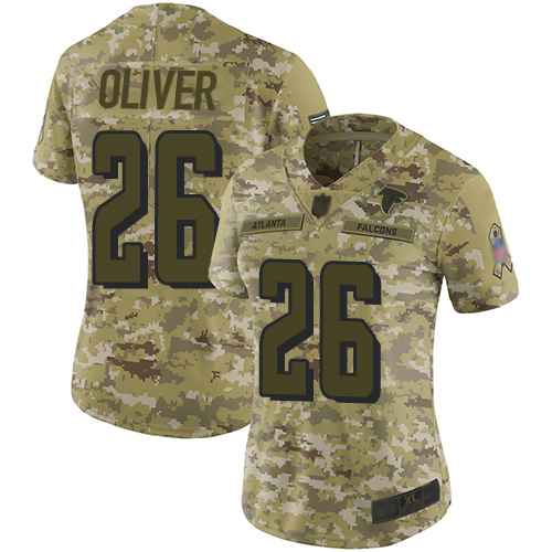 Personalized Falcons #26 Isaiah Oliver Camo Women’s Stitched Football Limited 2018 Salute to Service Jersey
