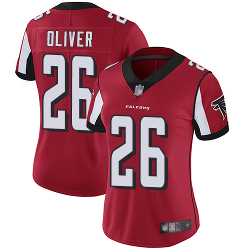 Personalized Falcons #26 Isaiah Oliver Red Team Color Women’s Stitched Football Untouchable Limited Jersey