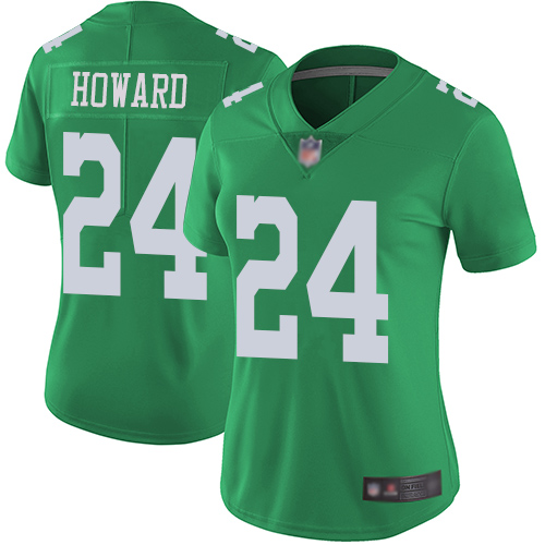 Personalized Eagles #24 Jordan Howard Green Women’s Stitched Football Limited Rush Jersey
