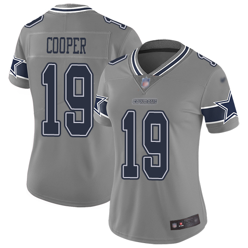 Personalized Cowboys #19 Amari Cooper Gray Women’s Stitched Football Limited Inverted Legend Jersey