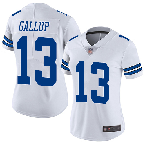Personalized Cowboys #13 Michael Gallup White Women’s Stitched Football Untouchable Limited Jersey