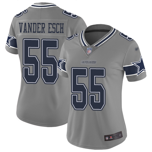 Personalized Cowboys #55 Leighton Vander Esch Gray Women’s Stitched Football Limited Inverted Legend Jersey