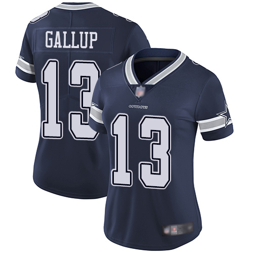 Personalized Cowboys #13 Michael Gallup Navy Blue Team Color Women’s Stitched Football Untouchable Limited Jersey