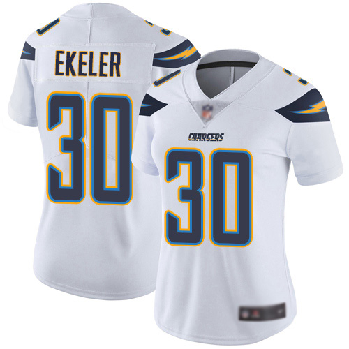 Personalized Chargers #30 Austin Ekeler White Women’s Stitched Football Untouchable Limited Jersey