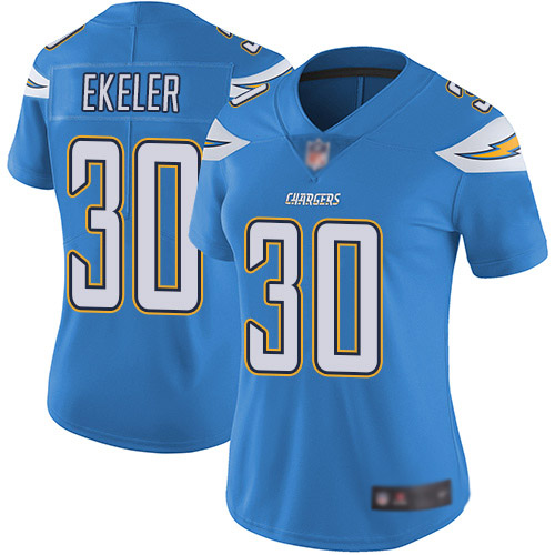 Personalized Chargers #30 Austin Ekeler Electric Blue Alternate Women’s Stitched Football Untouchable Limited Jersey