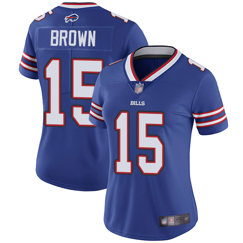 Personalized Bills #15 John Brown Royal Blue Team Color Women’s Stitched Football Untouchable Limited Jersey
