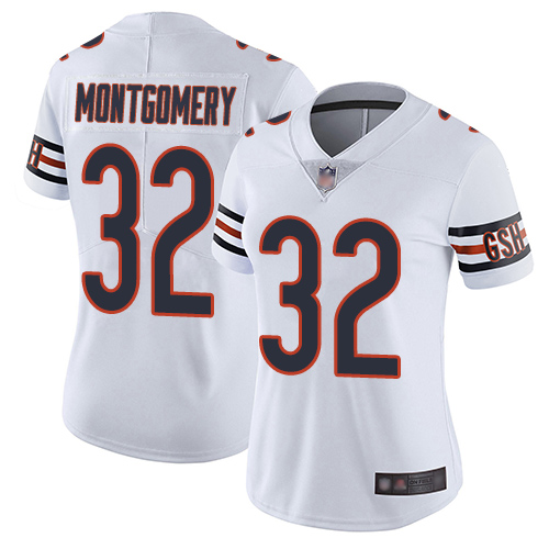 Personalized Bears #32 David Montgomery White Women’s Stitched Football Untouchable Limited Jersey