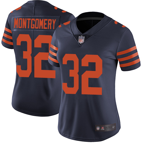 Personalized Bears #32 David Montgomery Navy Blue Alternate Women’s Stitched Football Untouchable Limited Jersey