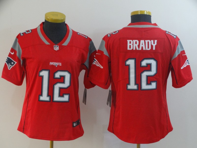 Personalized Women Patriots 12 Tom Brady Red Women Inverted Legend Limited Jersey