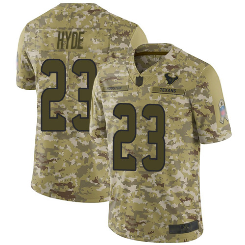 Personalized Texans #23 Carlos Hyde Camo Men’s Stitched Football Limited 2018 Salute To Service Jersey