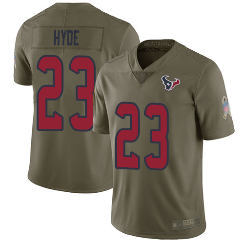 Personalized Texans #23 Carlos Hyde Olive Men’s Stitched Football Limited 2017 Salute To Service Jersey