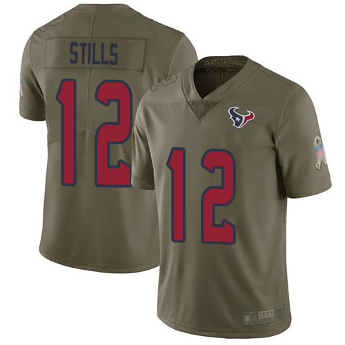 Personalized Texans #12 Kenny Stills Olive Men’s Stitched Football Limited 2017 Salute To Service Jersey
