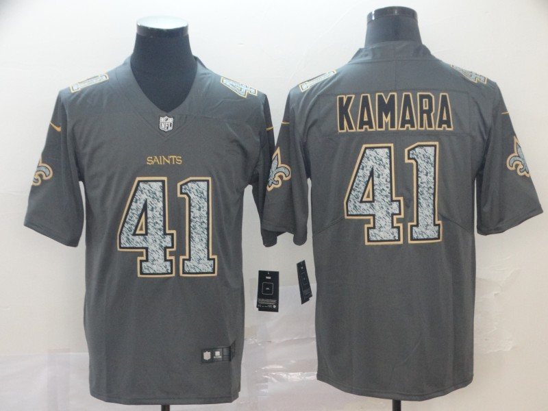 Personalized Saints 41 Alvin Kamara Gray Camo Untouchable Limited Jersey