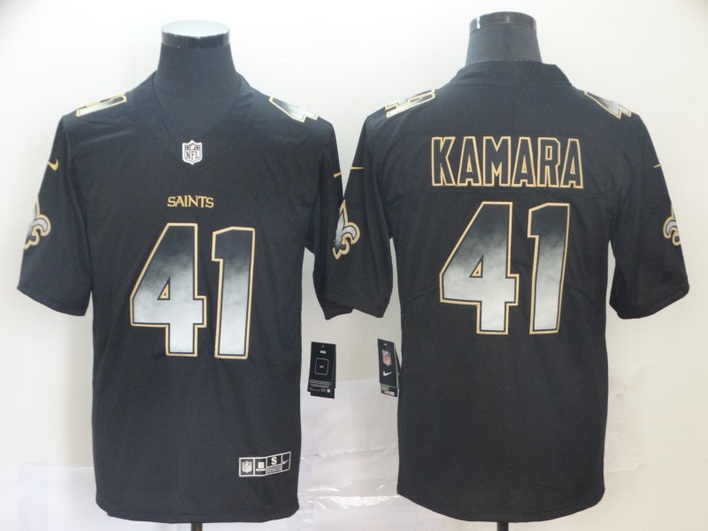 Personalized Saints 41 Alvin Kamara Black Arch Smoke Untouchable Limited Jersey
