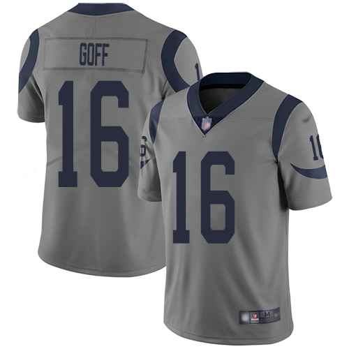 Personalized Rams #16 Jared Goff Gray Men’s Stitched Football Limited Inverted Legend Jersey