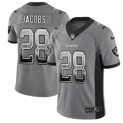 Personalized Raiders 28 Josh Jacobs Gray Drift Fashion Limited Jersey