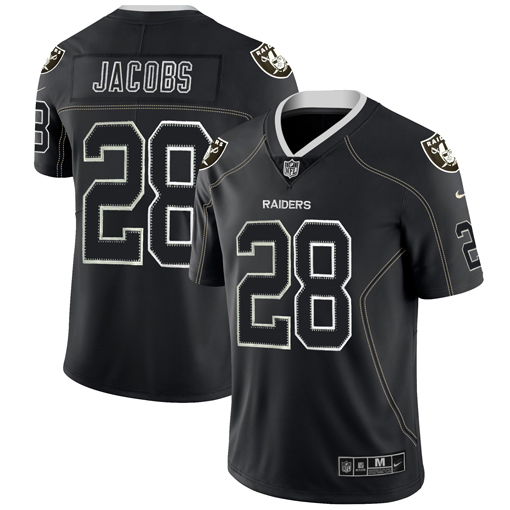 Personalized Raiders 28 Josh Jacobs Black Shadow Legend Limited Jersey