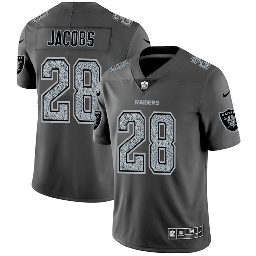 Personalized Raiders 28 Josh Jacobs Gray Camo Untouchable Limited Jersey