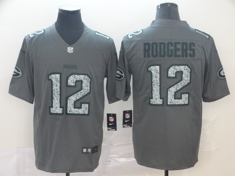 Personalized Packers 12 Aaron Rodgers Gray Camo Untouchable Limited Jersey