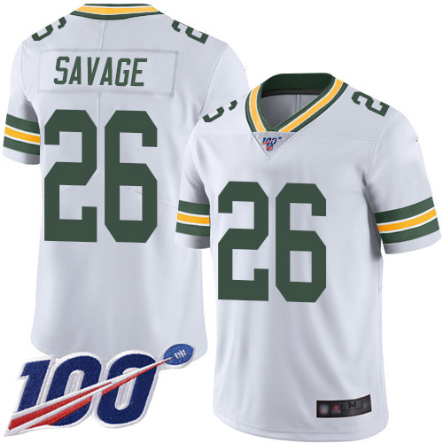 Personalized Packers #26 Darnell Savage White Men’s Stitched Football 100th Season Limited Jersey