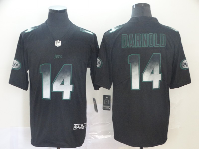 Personalized Jets 14 Sam Darnold Black Arch Smoke Untouchable Limited Jersey