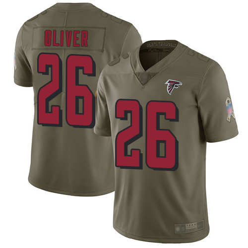 Personalized Falcons #26 Isaiah Oliver Olive Men’s Stitched Football Limited 2017 Salute To Service Jersey