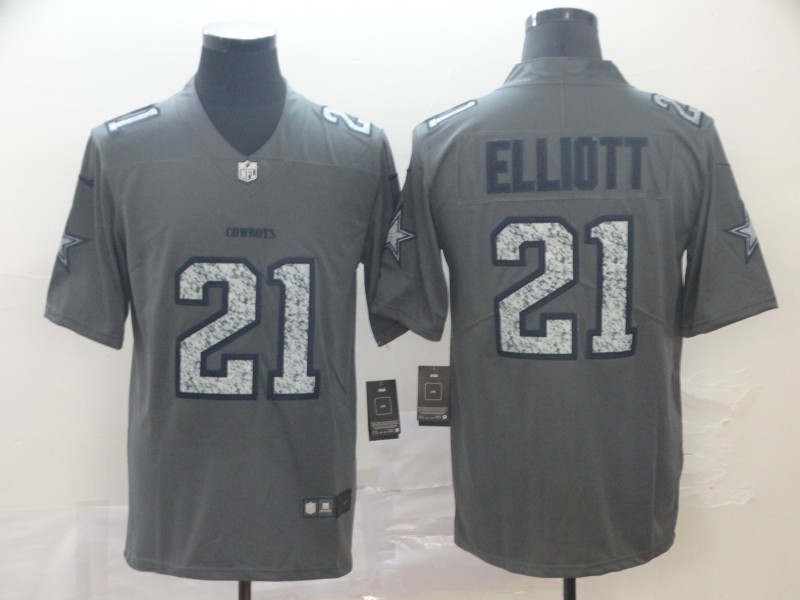 Personalized Cowboys 21 Ezekiel Elliott Gray Camo Untouchable Limited Jersey
