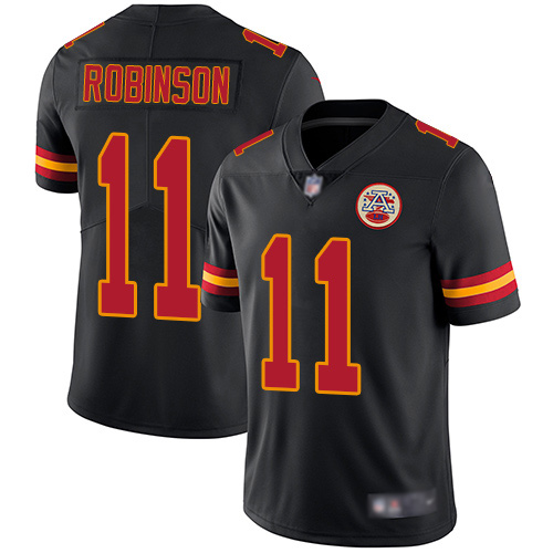 Personalized Chiefs #11 Demarcus Robinson Black Men’s Stitched Football Limited Rush Jersey