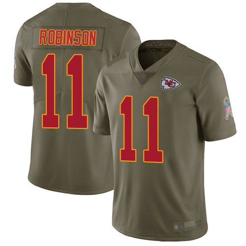 Personalized Chiefs #11 Demarcus Robinson Olive Men’s Stitched Football Limited 2017 Salute To Service Jersey