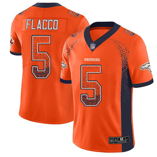 Personalized Broncos #5 Joe Flacco Orange Team Color Men’s Stitched Football Limited Rush Drift Fashion Jersey
