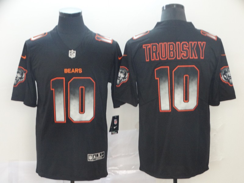 Personalized Bears 10 Mitchell Trubisky Black Arch Smoke Untouchable Limited Jersey