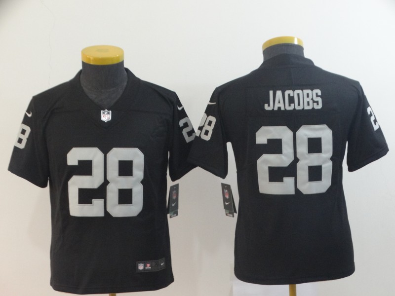 Personalized Youth Raiders 28 Josh Jacobs Black Youth Untouchable Limited Jersey