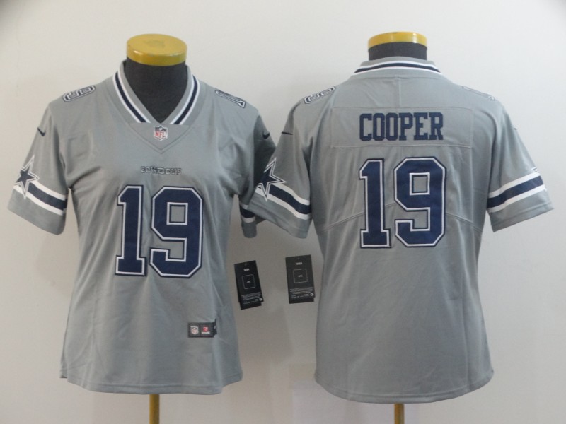 Personalized Women Cowboys 19 Amari Cooper Gray Women Inverted Legend Limited Jersey