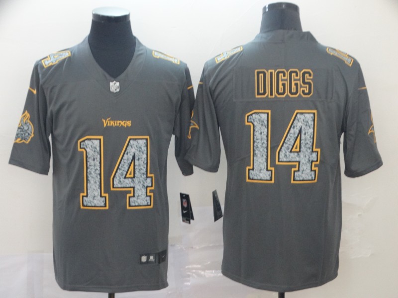 Personalized Vikings 14 Stefon Diggs Gray Camo Untouchable Limited Jersey