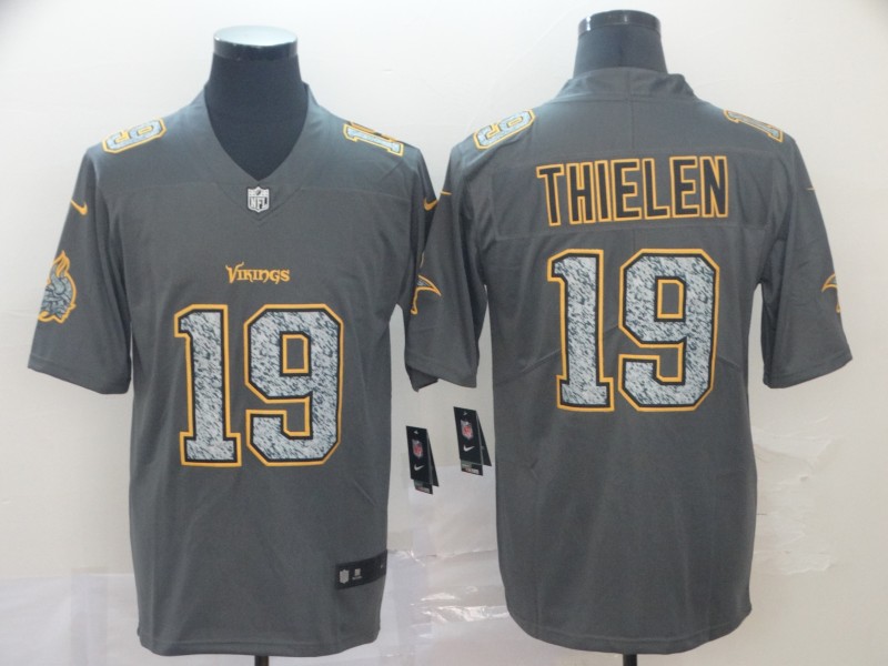 Personalized Vikings 19 Adam Thielen Gray Camo Untouchable Limited Jersey