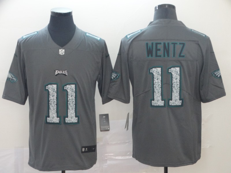 Personalized Eagles 11 Carson Wentz Gray Camo Untouchable Limited Jersey
