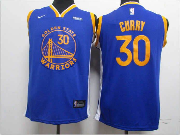 Personalized Youth Warriors 30 Stephen Curry Blue Youth 2020 New Swingman Jersey