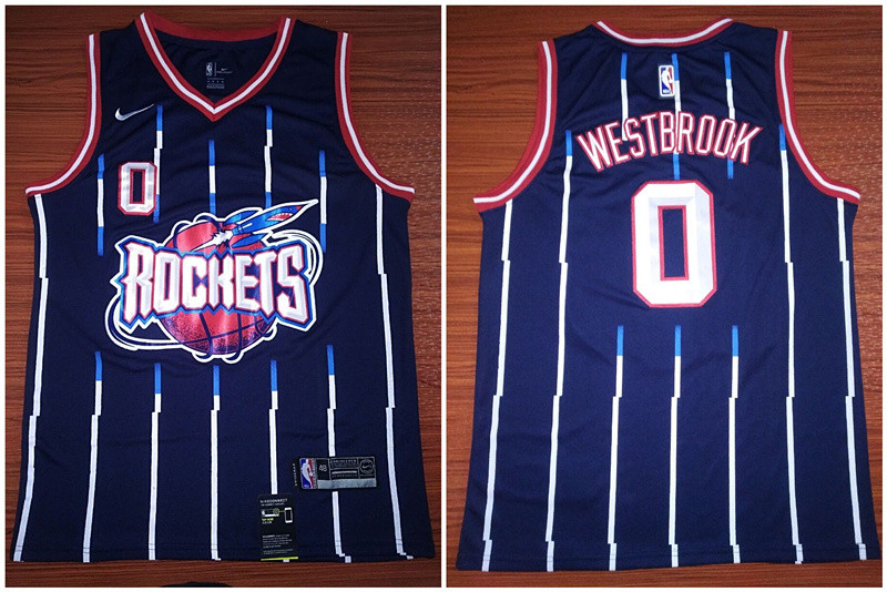 Personalized Rockets 0 Russell Westbrook Blue Swingman Jersey