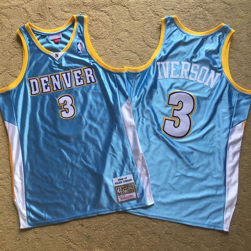 Personalized Nuggets 3 Allen Iverson Light Blue 2006-07 Hardwood Classics Swingman Jersey