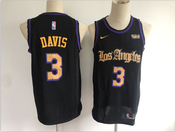 Personalized Lakers 3 Anthony Davis Black Swingman Jersey